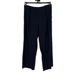 Vince Pants Straight Leg Linen Blend Pull-On dark blue Large L